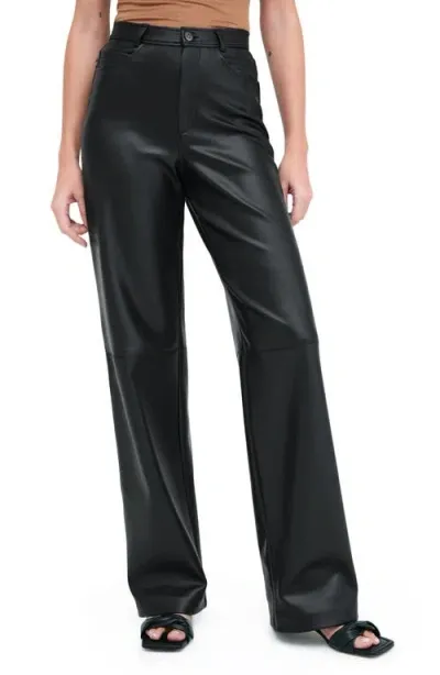 Marcella Julien High Waist Faux Leather Wide Leg Pants In Black