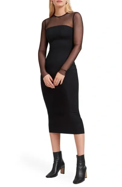 Marcella Maite Long Sleeve Cocktail Dress In Black