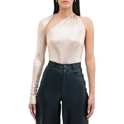 Marcella Manhattan Metallic One Shoulder Top In Stardust