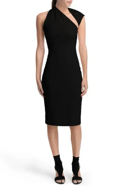 Marcella Manhattan Ponte Knit Midi Dress In Black