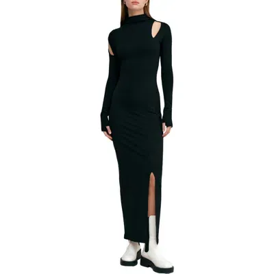 Marcella Park Mock Neck Long Sleeve Dress In Black