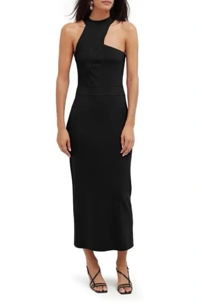 Marcella Sonata Ponte Knit Midi Cocktail Dress In Black