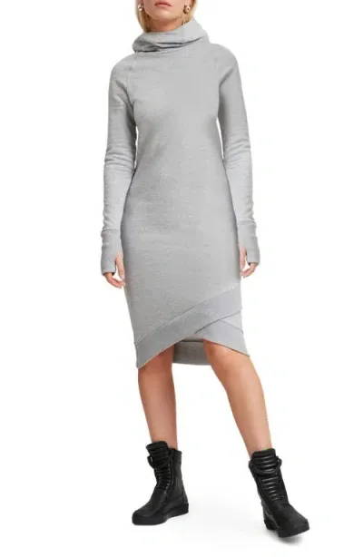 Marcella Walker Long Sleeve Hooded Sweatshirt Dress In Melange Grey