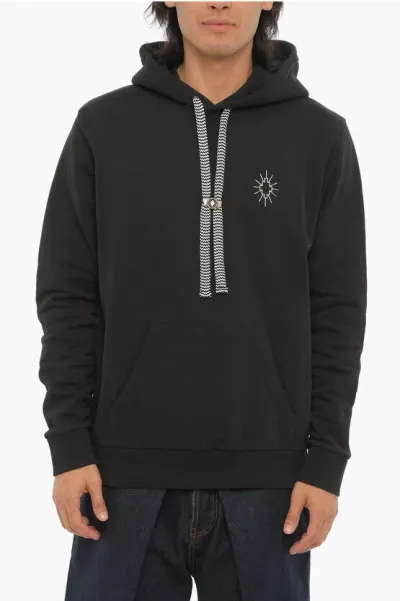 Marcelo Burlon County Of Milan Cotton Eclipse Hoodie With Patch Pocket In Black