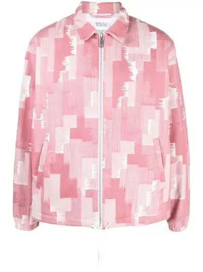 Marcelo Burlon County Of Milan Geometric-print Shirt Jacket In Pink