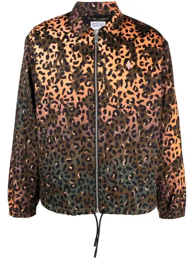 Marcelo Burlon County Of Milan Graphic-print Zip-fastening Jacket In Brown