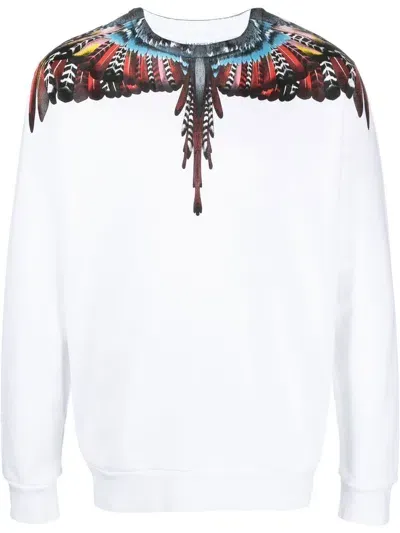 Marcelo Burlon County Of Milan Grizzly Wings Cotton Sweatshirt In Bianco