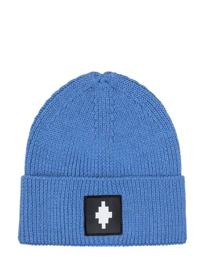 Marcelo Burlon County Of Milan Logo Patch Knitted Beanie In Blue