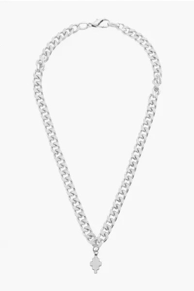 Marcelo Burlon County Of Milan Silver-tone Effect Chain Necklace With Pendant In Metallic