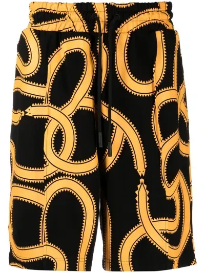 Marcelo Burlon County Of Milan Snakes Print Track Shorts In Black