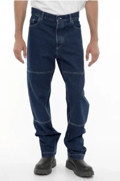 Marcelo Burlon County Of Milan Straight Leg Regular Fit Jeans With Visible Stitching 21cm In Blue