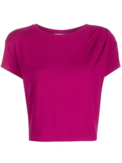 Marchesa Notte Round Neck Cropped T-shirt In Red