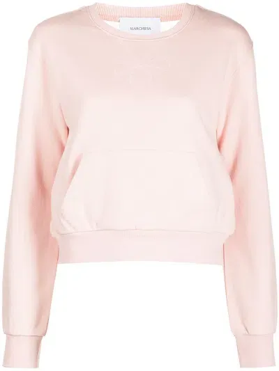 Marchesa Notte Sheer Back Sweatshirt In Pink