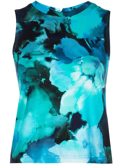 Marchesa Notte Tie-dye Print Tank Top In Blau