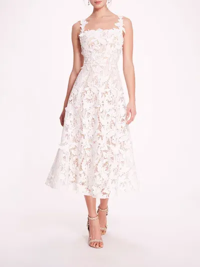 Marchesa Organic Lace Midi Dress In Ivory