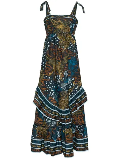 Marchesa Rosa Flying Cheetah Maxi Dress In Multi