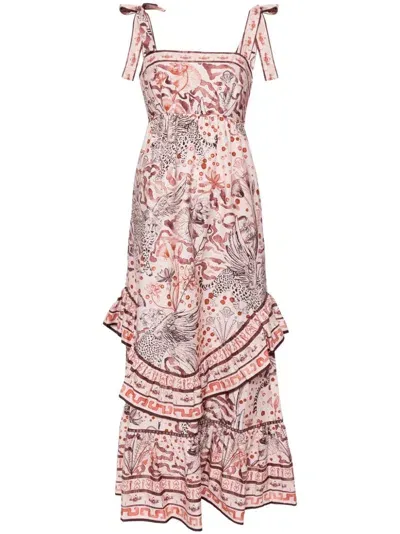 Marchesa Rosa Flying Cheetah Maxi Dress In Pink