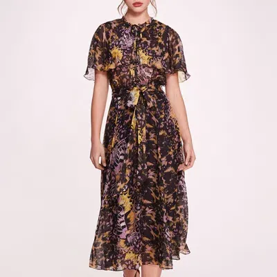 Marchesa Rosa Monarch Midi Dress In Black