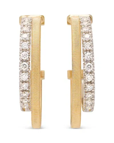 Marco Bicego 18k Yellow & White Gold Masai Diamond Double Hoop Earrings In Gold/white