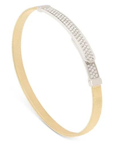 Marco Bicego 18k Yellow & White Gold Masai Diamond Pave Coil Thin Bangle Bracelet In White/gold