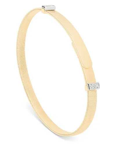 Marco Bicego 18k Yellow Gold Masai Diamond Pave Two Station Thin Bangle Bracelet In Gold/white