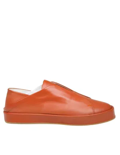 Marco Castelli Leather Slip-on Sneakers In Orange