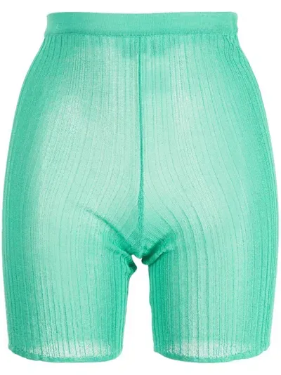 Marco Rambaldi Fine-knit Ribbed Shorts In Green