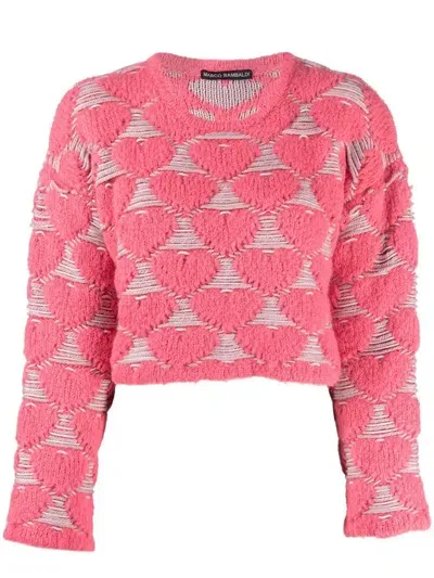 Marco Rambaldi Knitted Top Jacquard Hearts In Pink