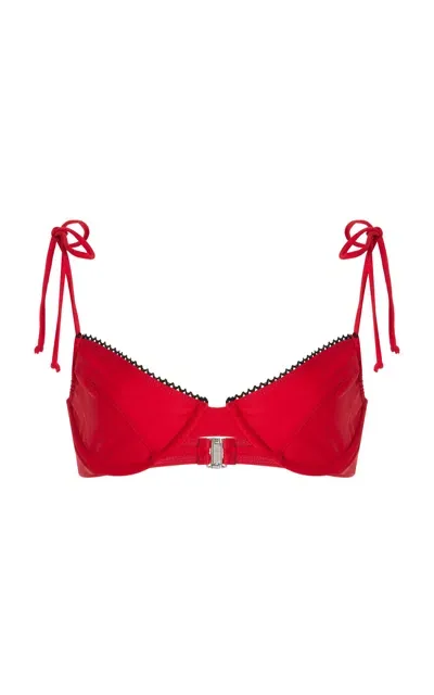 Mare Perpetua The Dusk Lace-trimmed Balconette Bikini Top In Red