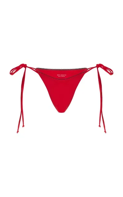 Mare Perpetua The Dusk Lace-trimmed Bikini Bottom In Red