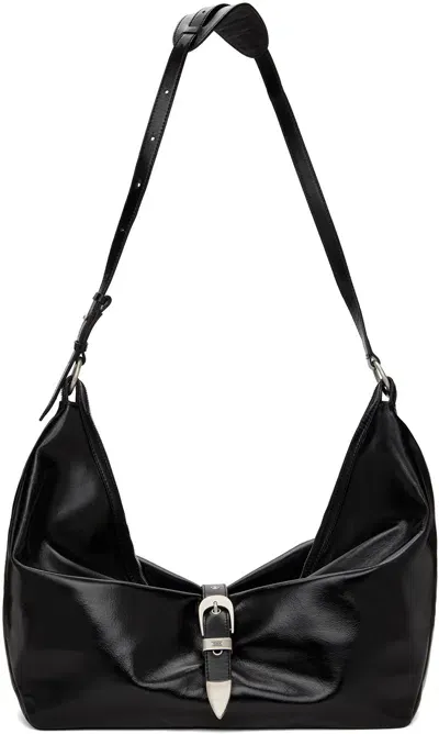 Marge Sherwood Black Belted Bag In Black Glossy Plain