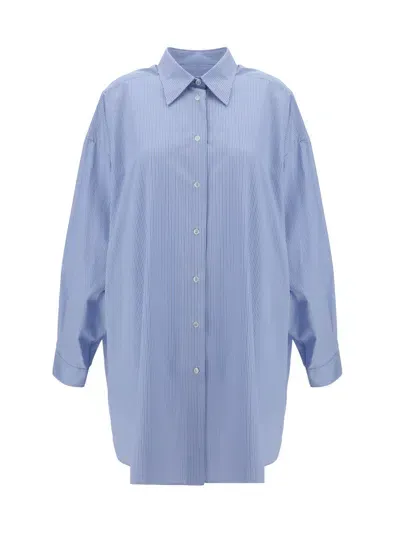 Margiela Shirt In White & Blue Stripes