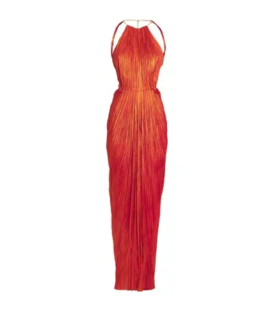 Maria Lucia Hohan Halterneck Clarissa Maxi Dress In Orange