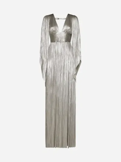 Maria Lucia Hohan Harlow Rhinestone-detail Pleated Maxi Dress In Gunmetal