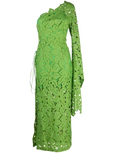 Maria Lucia Hohan Hart Floral-lace One-shoulder Dress In Green