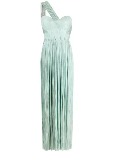 Maria Lucia Hohan Iman Asymmetric Plissé Gown In Green