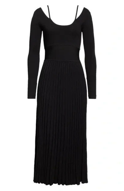 Maria Mcmanus Ballet Long Sleeve Midi Dress In Black