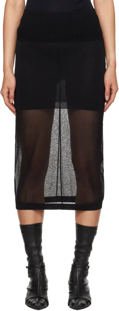 Maria Mcmanus Black Sheer Tube Midi Skirt