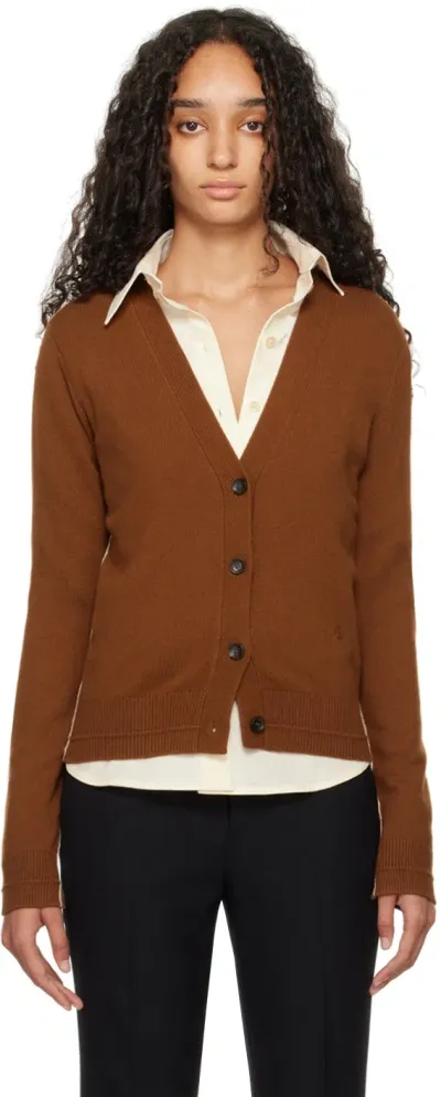 Maria Mcmanus Brown Classic V Cardigan In Vicuna