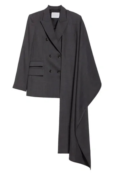 Maria Mcmanus Cloak Double Breasted Stretch Wool Blazer In Charcoal Glen Plaid