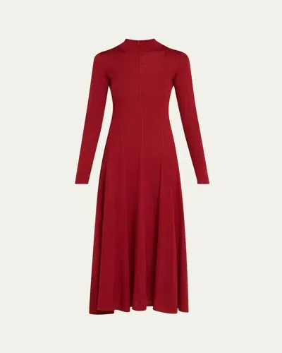 Maria Mcmanus Godet Button Wool Maxi Dress In Cabarnet