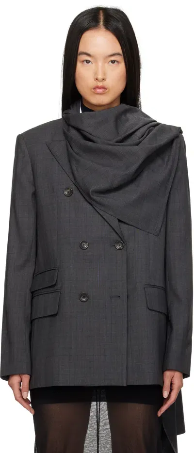 Maria Mcmanus Gray Cloak Blazer In Charcoal Glen Plaid