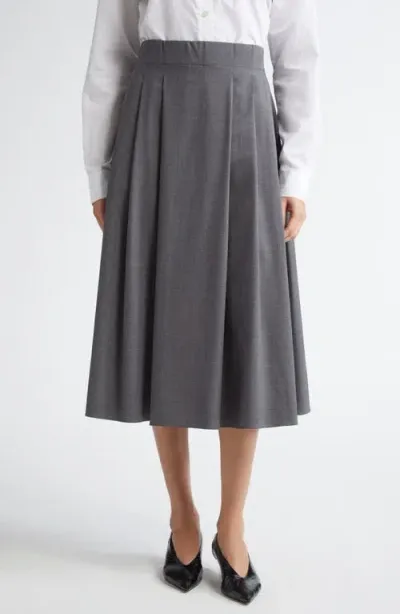 Maria Mcmanus High Waist Stretch Wool A-line Midi Skirt In Charcoal Grey