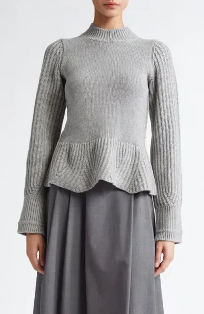 Maria Mcmanus Recycled Cashmere & Organic Cotton Peplum Sweater In Heather Grey