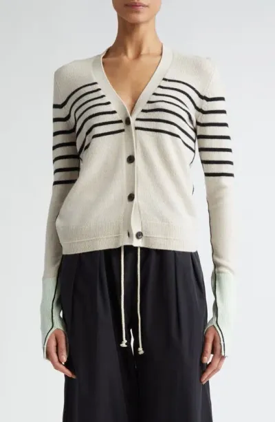 Maria Mcmanus Stripe Slim Cardigan In Crema Stripe