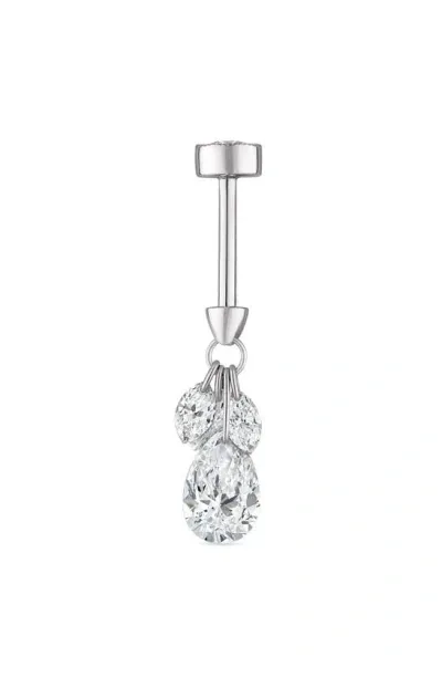 Maria Tash Floating Diamond Plume Single Threaded Stud Earring In White Gold