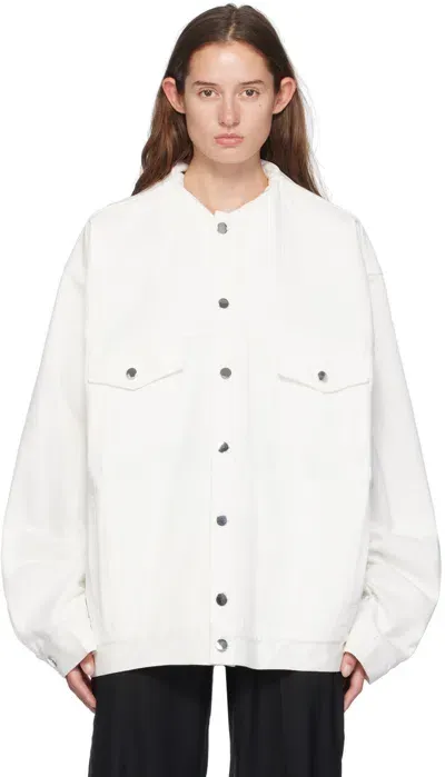 Marie Adam-leenaerdt White Inserted Collar Denim Jacket In 1000 White