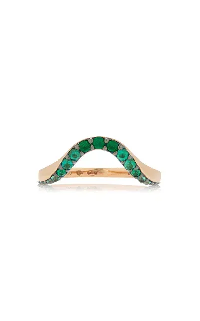 Marie Mas 18k Rose Gold Emerald Ring In Green