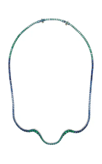 Marie Mas 18k White Gold ; Emerald And Sapphire Choker Necklace In Multi