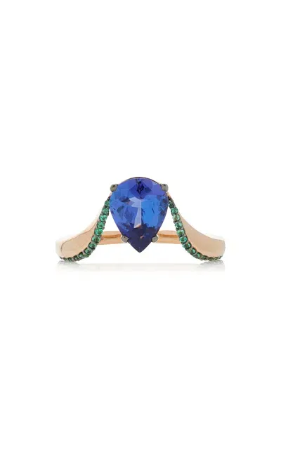 Marie Mas Aura 18k Rose Gold; Tanzanite And Emerald Ring In Multi